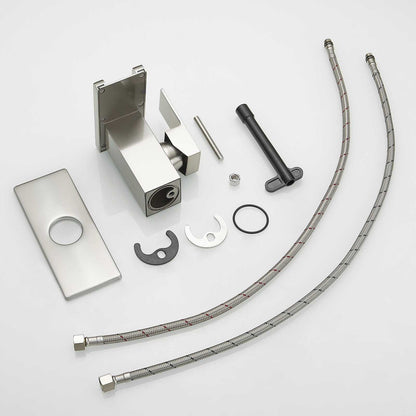 Brushed nickel waterfall spout disassembled