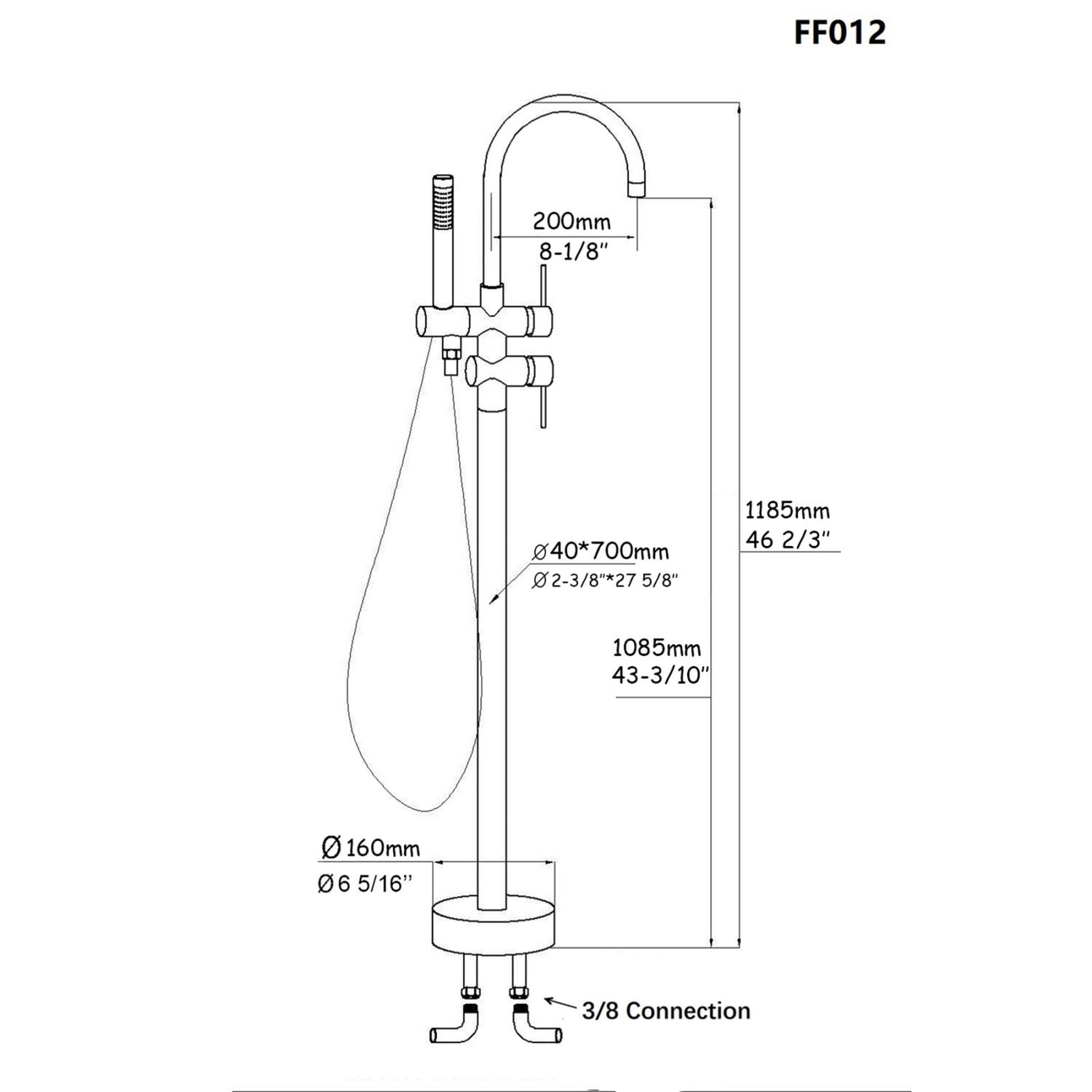 Freestanding Tub Filler Faucet Specification Parameter