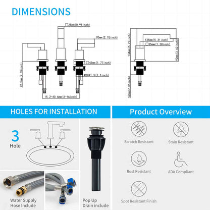 Matte black faucet dimensions