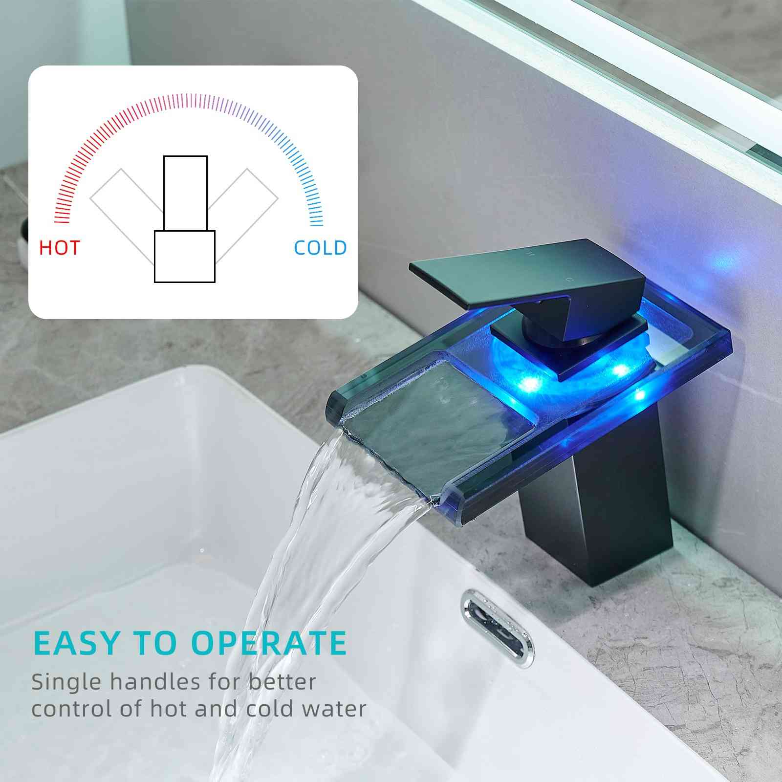 Black single handle temperature control faucet