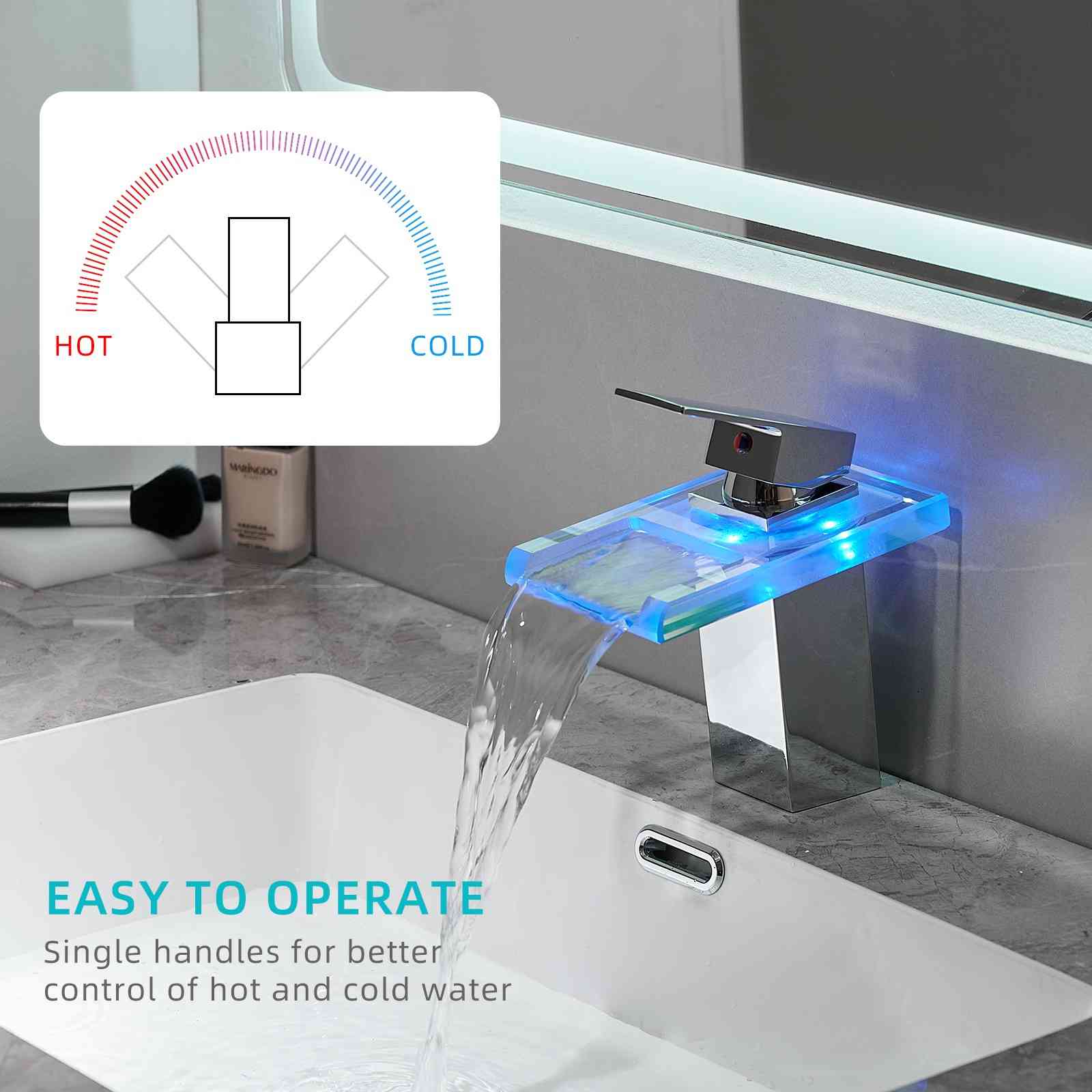 Chrome single handle temperature control faucet