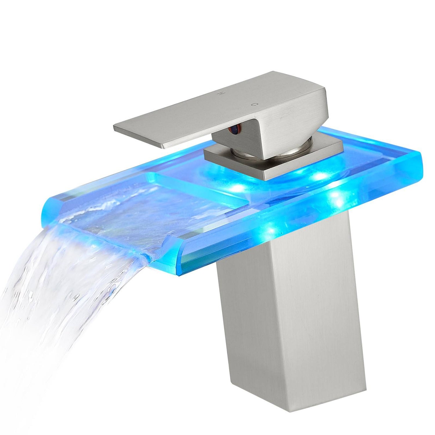 LED waterfall brushed nickel faucet