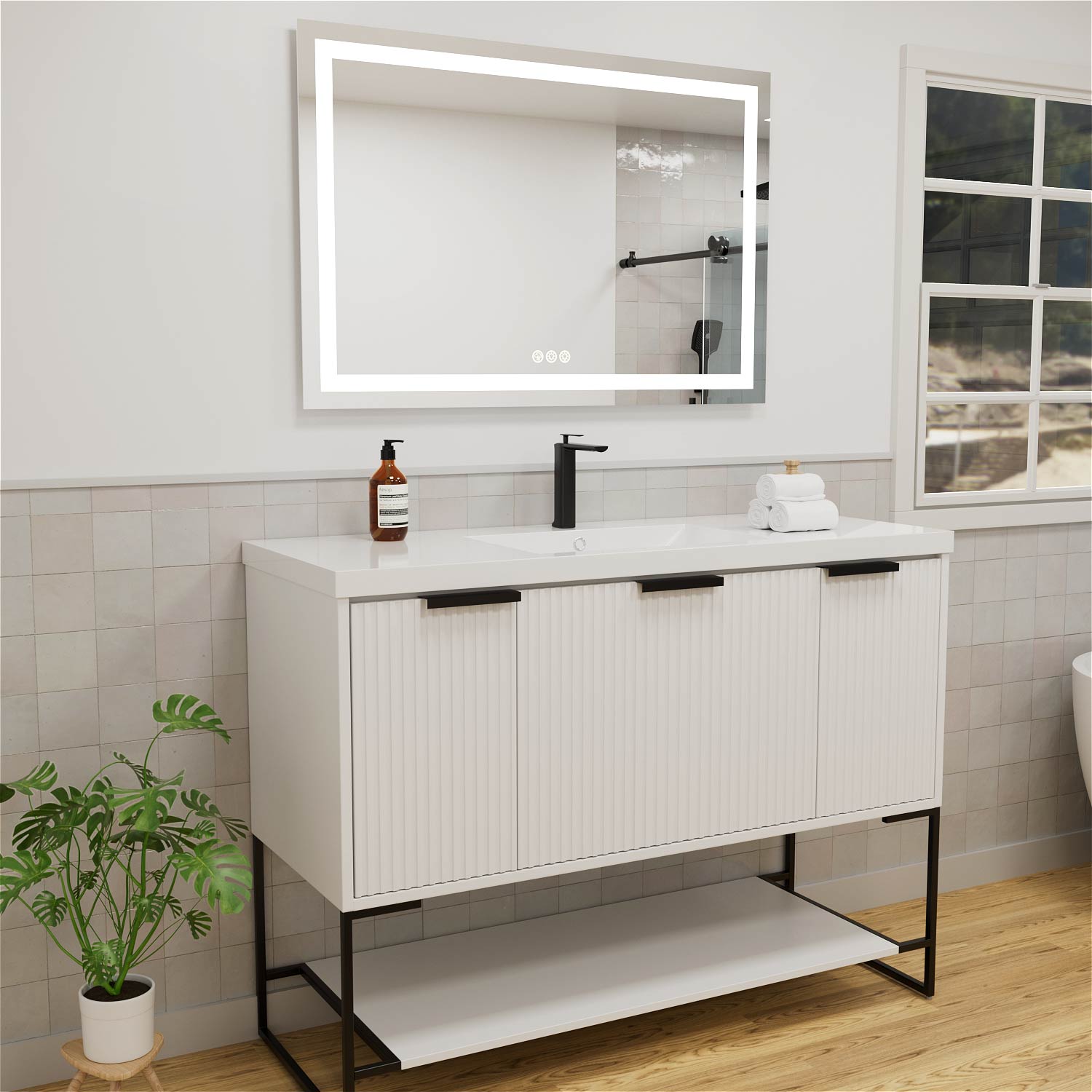 Medium bathroom vanity cabinet furniture set