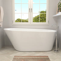 65" Acrylic Slipper Flatbottom Freestanding Soaking Bathtub in Glossy White