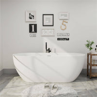 69'' Modern Bathtub Solid Surface Stone Resin Oval-shaped Freestanding Soaking Tub