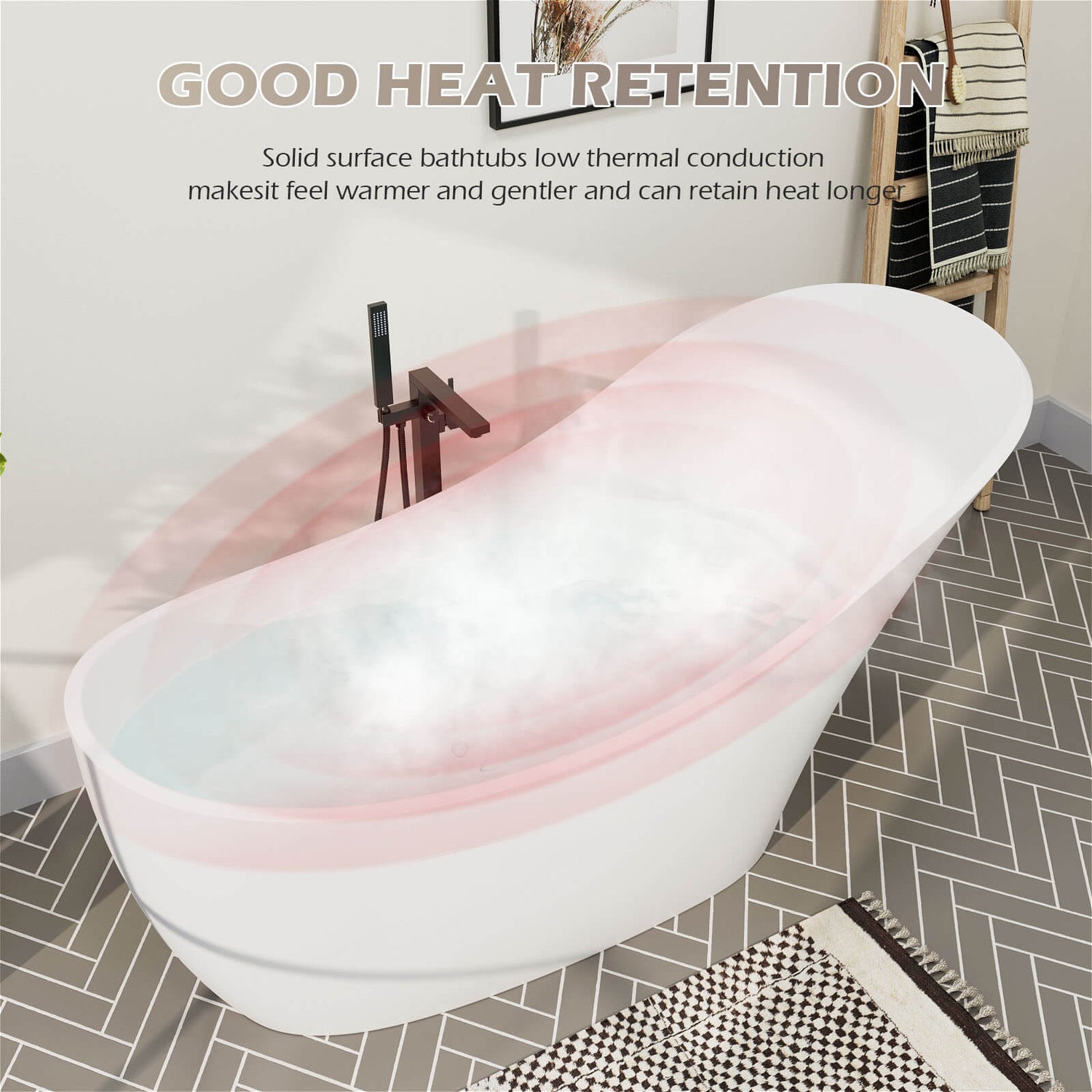 66&quot; single slipper bathtub with backrest bottom detail