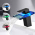 LED Single Handle Glass Spout Faucet, 3 Color Changing & Temperature Control