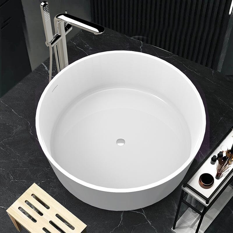 49&quot; Matt White Japanese-Style Circle Bathtub