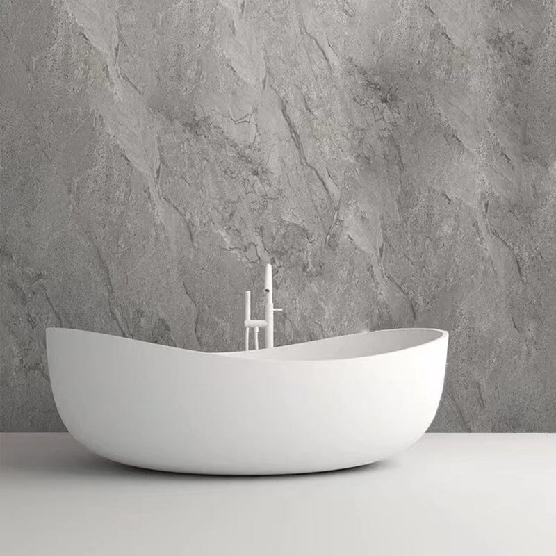 Matte White Stone Resin Freestanding Soaking tub in 63&