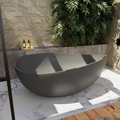 Freestanding Soaking Bathtub Matte gray and Wave Shaped Design