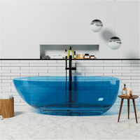 71'' Resin Oval Modern Art Color Transparent Freestanding Soaking Bathtub