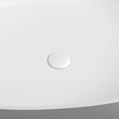 Matte White Solid Surface Stone Resin Wave Shape Freestanding Soaking Tub Drain Detail