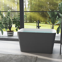 47'' Acrylic Freestanding Japanese Soaking Bathtub with Built-in Seat Gray