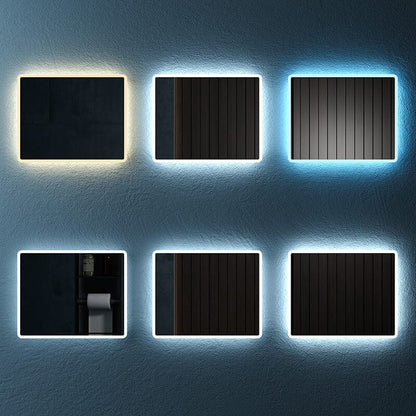 6 anti-fog rounded rectangular bathroom mirrors with different LED lighting effects