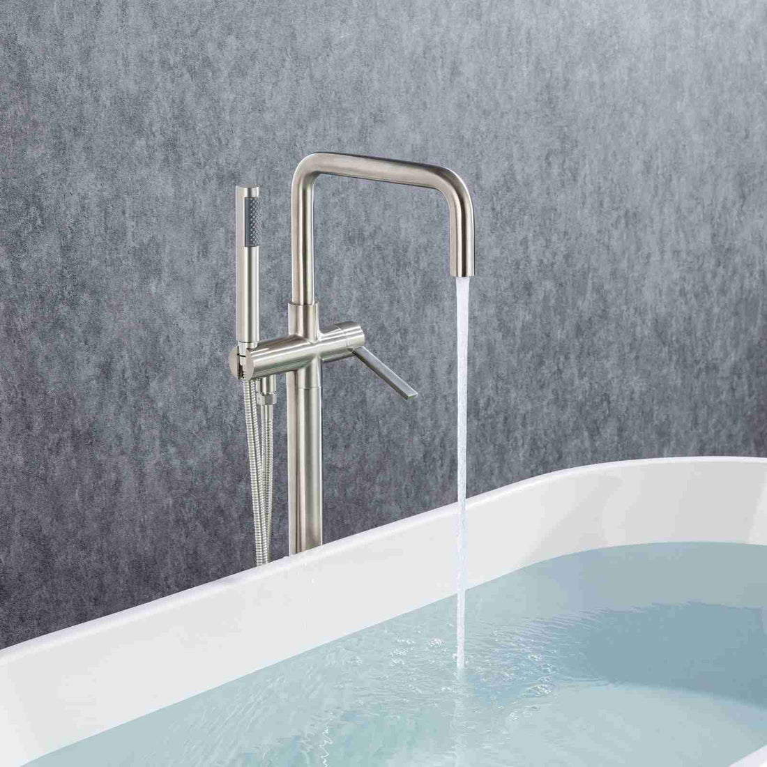 Handheld Shower Swivel Spout 30&quot; Freestanding Tub Filler Faucet