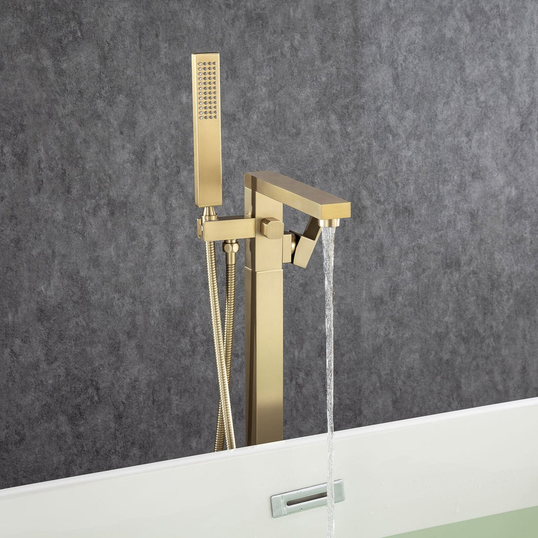 Brushed Golden 180° Rotation Freestanding Tub Filler Faucet